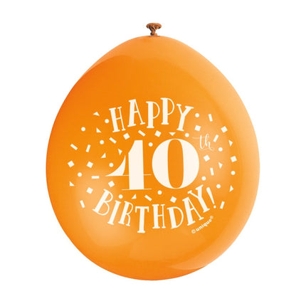 Ballonnen Happy Birthday 40 Jaar 28cm 10st van Unique koop je bij Partywinkel
