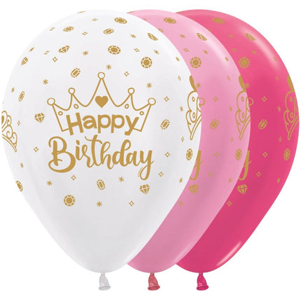 Ballonnen Happy Birthday Crown 30cm 25st van Sempertex koop je bij Partywinkel