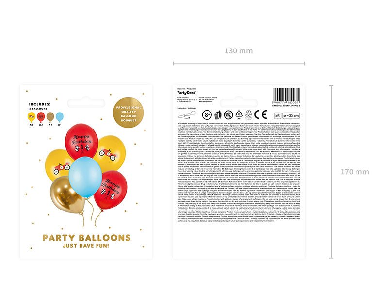 Ballonnen Happy Birthday Race Mix 30cm 6st van Partydeco koop je bij Partywinkel