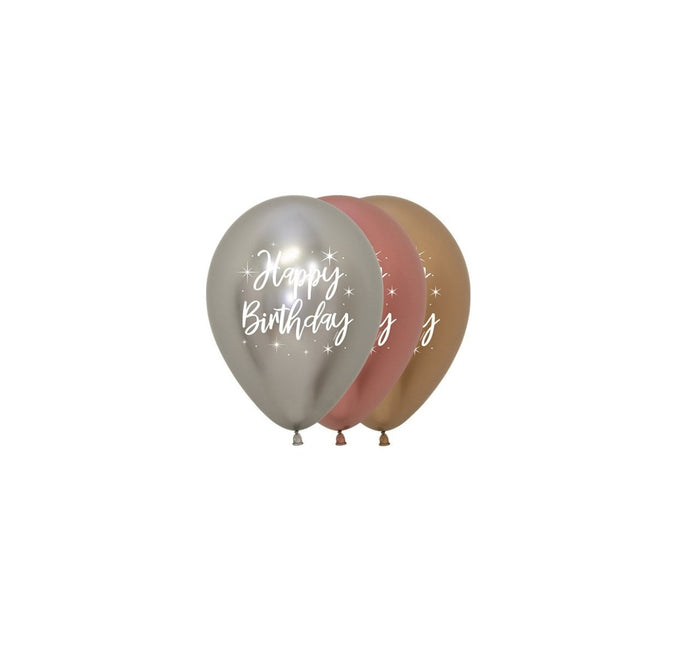 Ballonnen Happy Birthday Radiant Reflex Mix 25st van Sempertex koop je bij Partywinkel