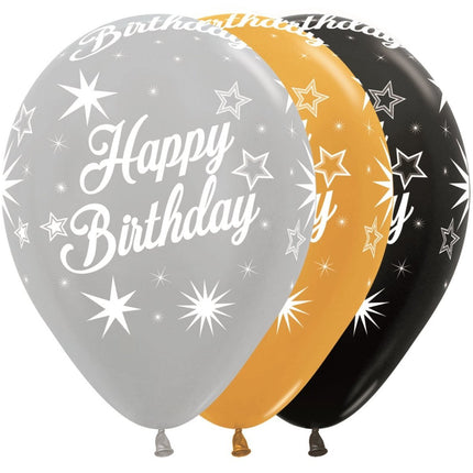 Ballonnen Happy Birthday Sparkle Elegant Mix 30cm 25st van Sempertex koop je bij Partywinkel