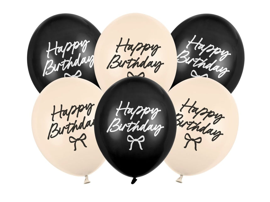 Ballonnen Happy Birthday strikken, 30 cm van Partydeco koop je bij Partywinkel