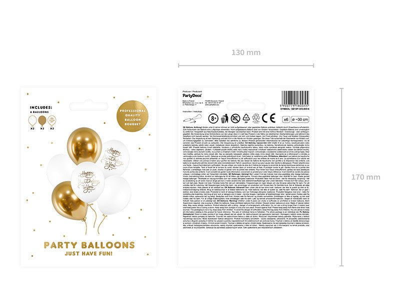 Ballonnen Happy Birthday To You Goud 30cm 6st van Partydeco koop je bij Partywinkel