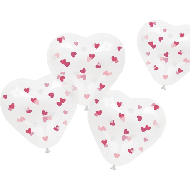 Roze Hartjes Ballonnen 30cm 4st van Folat koop je bij Partywinkel