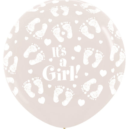 Ballonnen It's a Girl Footprint Clear 91cm 2st van Sempertex koop je bij Partywinkel