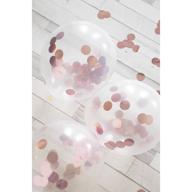 Ballonnen met Rosé Goudkleurige Confetti 30cm - 4 stuks van Folat koop je bij Partywinkel