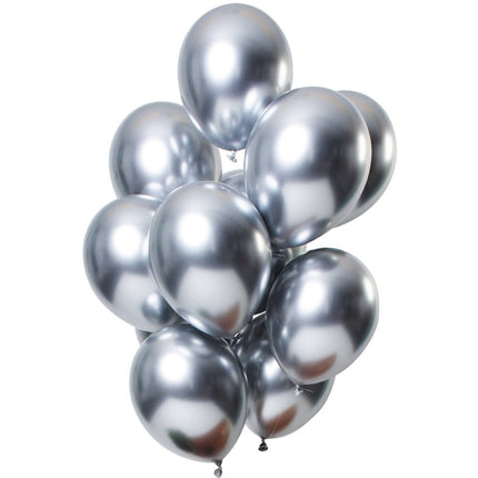 Ballonnen Mirror Effect Zilverkleurig 33cm - 12 stuks van Folat koop je bij Partywinkel