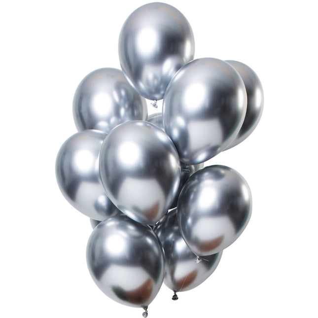 Ballonnen Mirror Effect Zilverkleurig 33cm - 12 stuks van Folat koop je bij Partywinkel