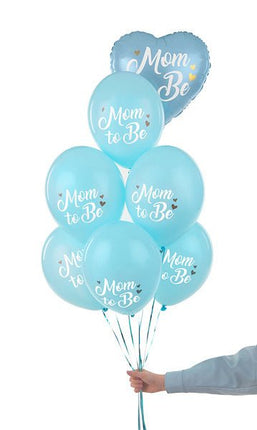 Ballonnen Mom To Be Blauw 30cm 6st van Partydeco koop je bij Partywinkel