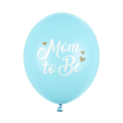 Ballonnen Mom To Be Blauw 30cm 6st van Partydeco koop je bij Partywinkel