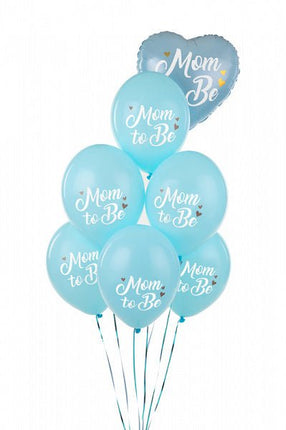 Ballonnen Mom To Be Blauw 30cm 6st van Partydeco koop je bij Partywinkel