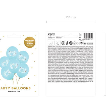 Ballonnen Mom To Be Blauw 30cm 6st van Partydeco koop je bij Partywinkel