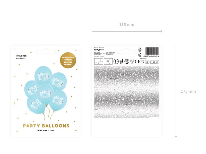 Ballonnen Mom To Be Blauw 30cm 6st van Partydeco koop je bij Partywinkel