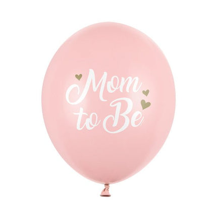 Ballonnen Mom To Be Roze 30cm 6st van Partydeco koop je bij Partywinkel