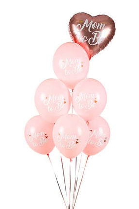 Ballonnen Mom To Be Roze 30cm 6st van Partydeco koop je bij Partywinkel