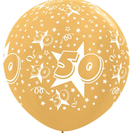 Ballonnen Number 50 Metallic Gold 91cm 2st van Sempertex koop je bij Partywinkel