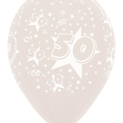 Ballonnen Number 50 Stars Crystal Clear 30cm 25st van Sempertex koop je bij Partywinkel