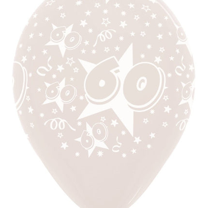 Ballonnen Number 60 Stars Crystal Clear 30cm 25st van Sempertex koop je bij Partywinkel