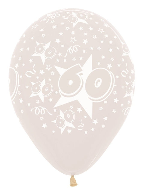 Ballonnen Number 60 Stars Crystal Clear 30cm 25st van Sempertex koop je bij Partywinkel