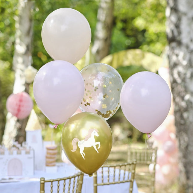 Ballonnen Prinsessen Unicorn 30cm 5st van Ginger Ray koop je bij Partywinkel