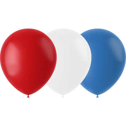 Ballonnen Rood - Wit - Blauw 23cm - 50 stuks van Folat koop je bij Partywinkel