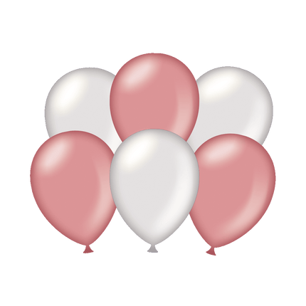 Ballonnen Roze/Zilver Metallic 30cm 6st van Paper Dreams koop je bij Partywinkel