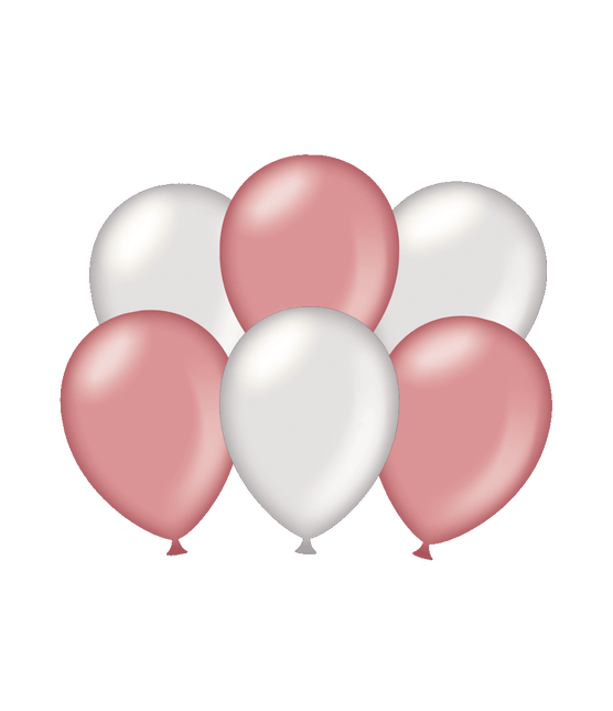 Ballonnen Roze/Zilver Metallic 30cm 6st van Paper Dreams koop je bij Partywinkel
