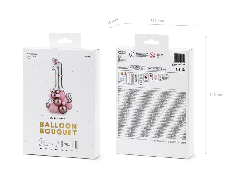 Ballonnen Set 1 Jaar Roze 1,4m van Partydeco koop je bij Partywinkel