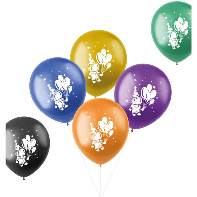 Ballonnen Space & Sterren Gekleurd 33cm 6st van Folat koop je bij Partywinkel