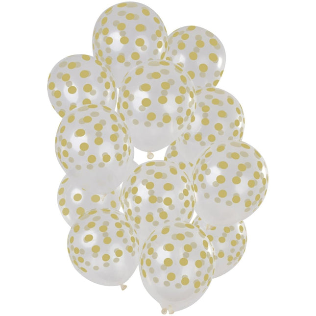 Ballonnen Stippen Goud 30cm 15st van Folat koop je bij Partywinkel