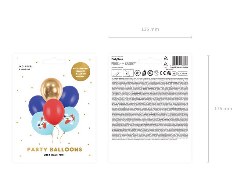 Ballonnen Vliegtuig Mix 30cm 6st van Partydeco koop je bij Partywinkel