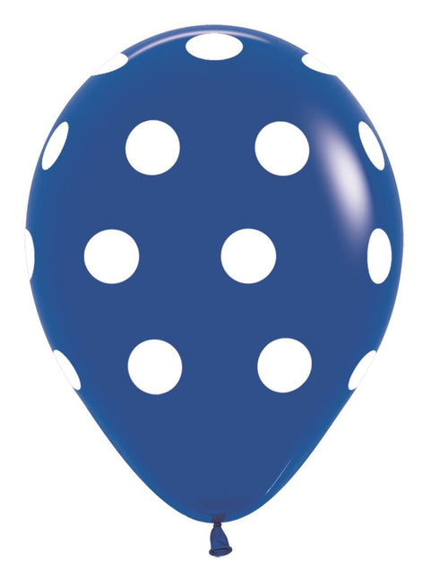 Ballonnen White Polka Dots Mix 30cm 25st van Sempertex koop je bij Partywinkel