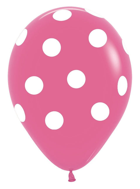 Ballonnen White Polka Dots Mix 30cm 25st van Sempertex koop je bij Partywinkel