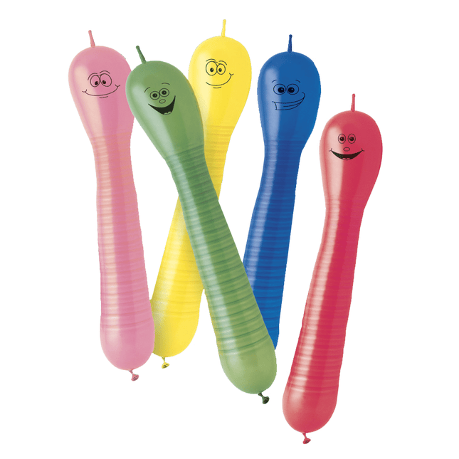 Ballonnen Wormen Gekleurd 22cm 12st van Unique koop je bij Partywinkel