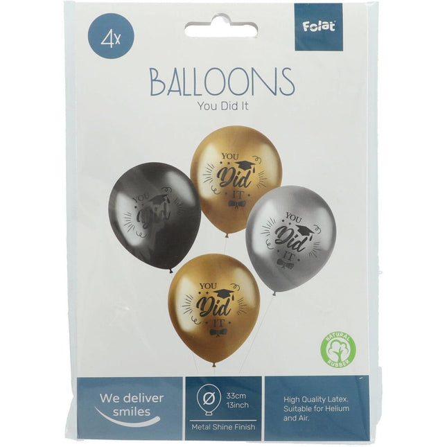Ballonnen You Did It 33cm 4st van Folat koop je bij Partywinkel