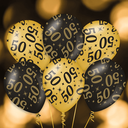 Ballonnen You Did It Goud Zwart 30cm 6st van Paper Dreams koop je bij Partywinkel