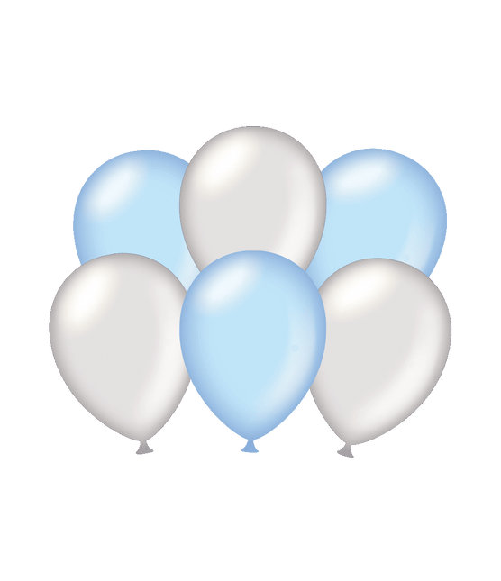 Ballonnen Zilver/Blauw Metallic 30cm 6st van Paper Dreams koop je bij Partywinkel