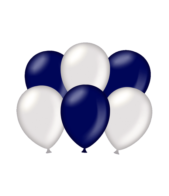 Ballonnen Zilver/Donker Blauw Metallic 30cm 6st van Paper Dreams koop je bij Partywinkel