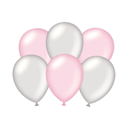 Ballonnen Zilver/Roze 30cm 6st van Paper Dreams koop je bij Partywinkel