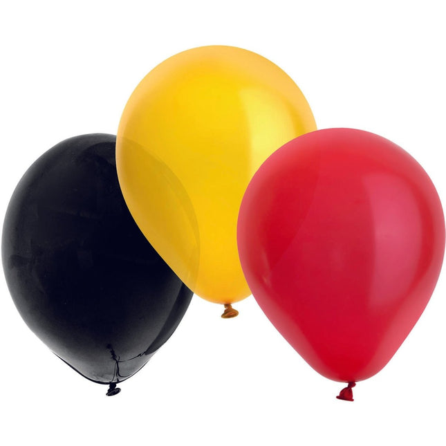 Ballonnen Zwart - Geel - Rood 23cm - 50 stuks van Folat koop je bij Partywinkel