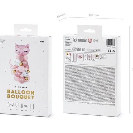 Ballonnenpilaar Kat Roze 1,4m van Partydeco koop je bij Partywinkel
