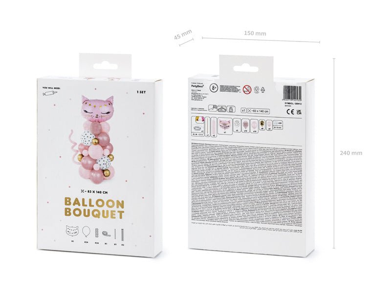 Ballonnenpilaar Kat Roze 1,4m van Partydeco koop je bij Partywinkel