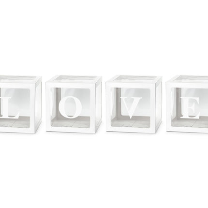 Witte Ballon Boxen Love 30cm 4st van Partydeco koop je bij Partywinkel
