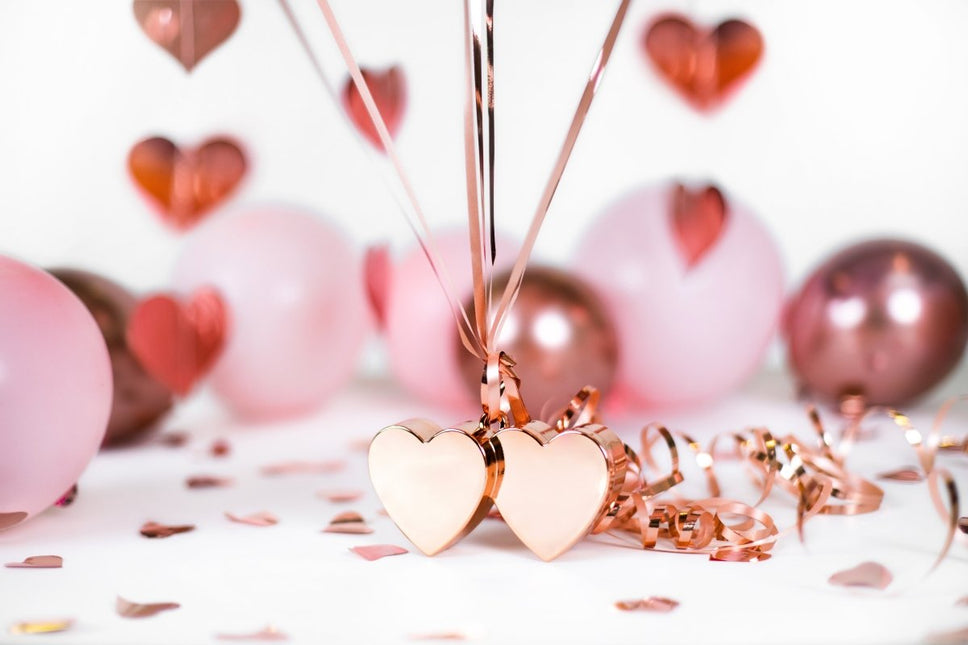 Hartjes Ballon Gewicht Rose Goud 11,5cm van Partydeco koop je bij Partywinkel