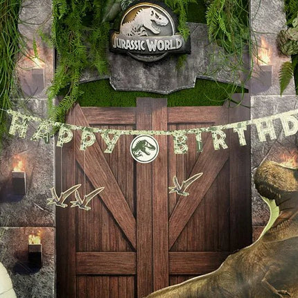 Baner Happy Birthday Jurassic World, 45x165 cm, mix van Partydeco koop je bij Partywinkel