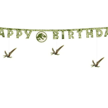 Baner Happy Birthday Jurassic World, 45x165 cm, mix van Partydeco koop je bij Partywinkel