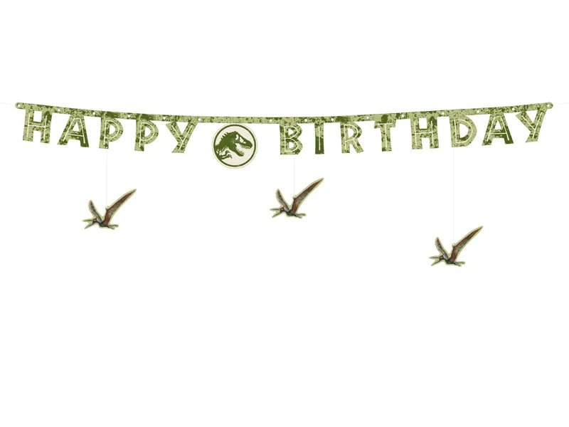 Baner Happy Birthday Jurassic World, 45x165 cm, mix van Partydeco koop je bij Partywinkel