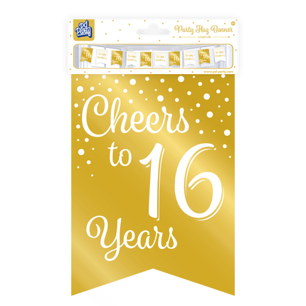 Banner 16 Jaar Goud Wit 6m van Paper Dreams koop je bij Partywinkel