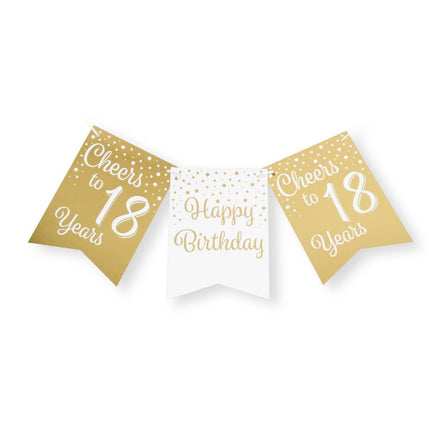 Banner 18 Jaar Goud Wit 6m van Paper Dreams koop je bij Partywinkel