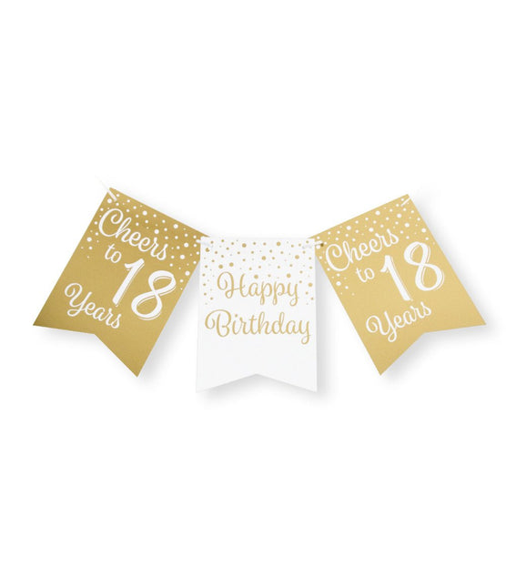 Banner 18 Jaar Goud Wit 6m van Paper Dreams koop je bij Partywinkel
